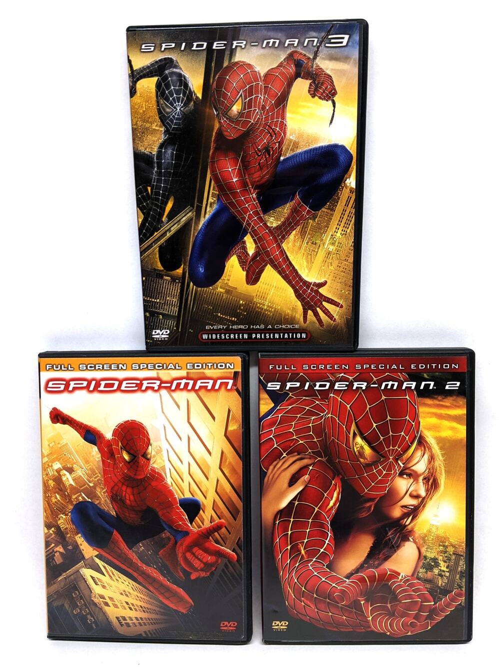 Spiderman DVD Lot - 1, 2, and 3 - Pre-Owned but play Fine- SEE DESCRIPTION